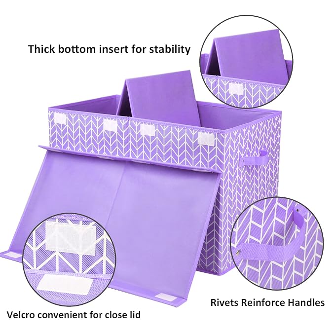 Large Toy Storage Box Chest for Kids, Sturdy Toy Box Bin Baskets with Lid | Toy Storage Box for Living Room, Nursery, Closet, Bedroom, Playroom 25"x13" x16" (Purple)