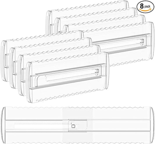 8 Pack 4" High Drawer Dividers for Clothes, 10.2"-16.5" Expandable Dresser Drawer Organizers, Adjustable Plastic Clear Drawer Separators for Kitchen, Baby Clothing, Socks, Underwear, Bedroom