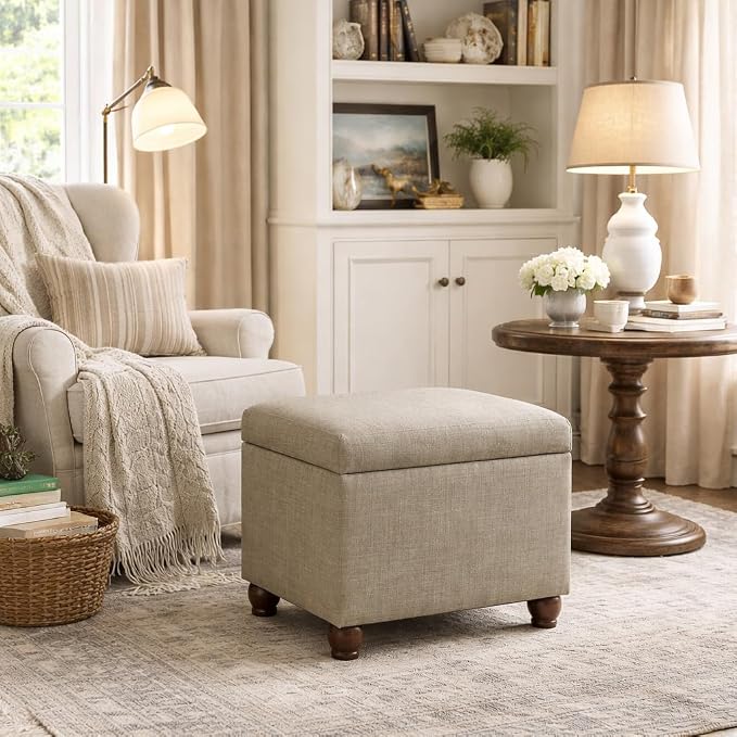 Spatial Order 22" Medium Rectangular Storage Ottoman - Tan