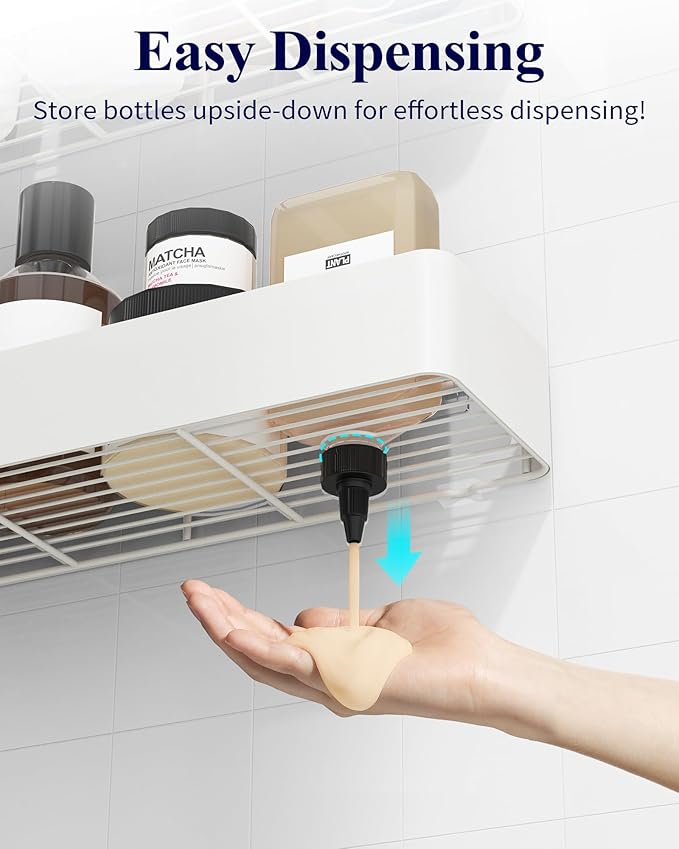 Kitsure Shower Caddy Adhesive, Stylish Shower Organizer, XX-Large, White | 2 Pack Shower Shelf for Inside Shower, 100% Rustproof Metal Shelves, No-Drill Bathroom Organizers and Storage