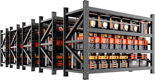 4 Tier Metal Adjustable Shelving Garage Shelving Unit, 5000LBS Heavy Duty Storage Shelves, Heavy Duty Shelving for 69" W x 24" D x 64" H Black
