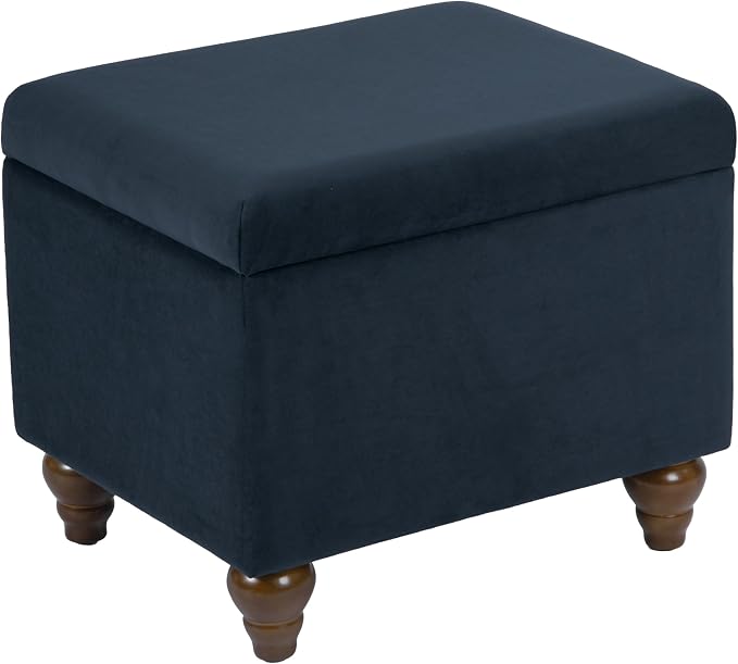 Spatial Order 22" Medium Rectangular Storage Ottoman - Blue Velvet