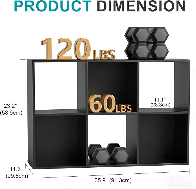 Simple Deluxe 8 Cube Storage Organizer, 4 Tier Stackable Bookshelf, Open Cube Bookshelf with 4 Removable Back Panels, Suitable for Living Room, Bedroom, Home Office, 47.7" L X 11.6" W X 24" H, Black