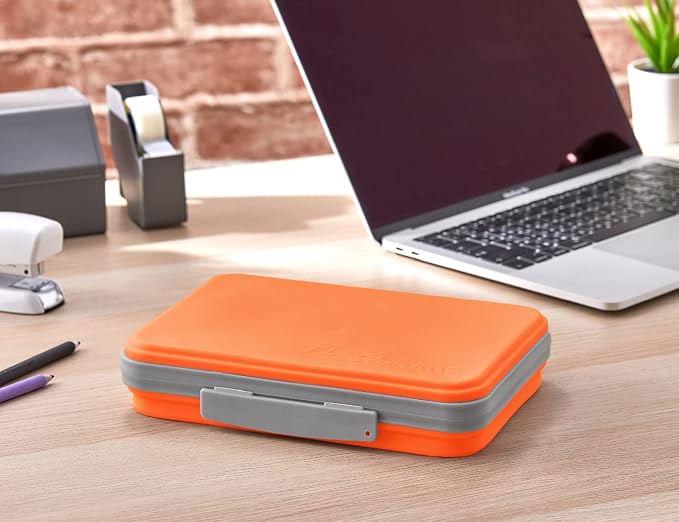 It's Academic Flexi Storage Box with Lid, Collapsible Pencil Case Design for Craft and School Supplies, 3-Pack