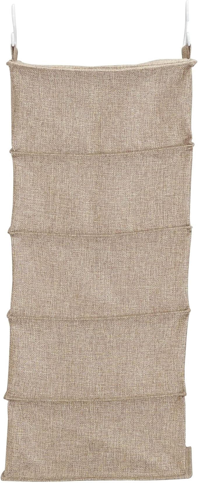 Household Essentials 10‑Pocket Hanging Shoe Organizer with Side‑by‑Side Canvas Storage and 2 Hooks for Support, Beige