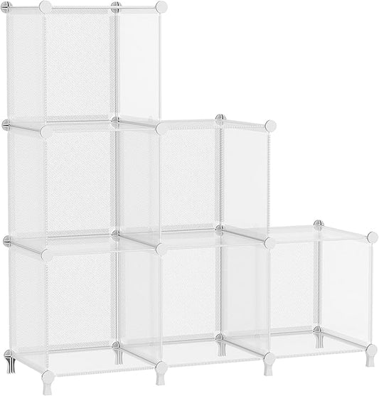 AWTATOS Cube Storage Organizer, Closet Organizers, 6 Cube Shelf, Clear | Portable Closet Storage Shelves, DIY Stackable Storage Cubes Bookshelf, Plastic Clothes Organizer Shelving for Bedroom, Home