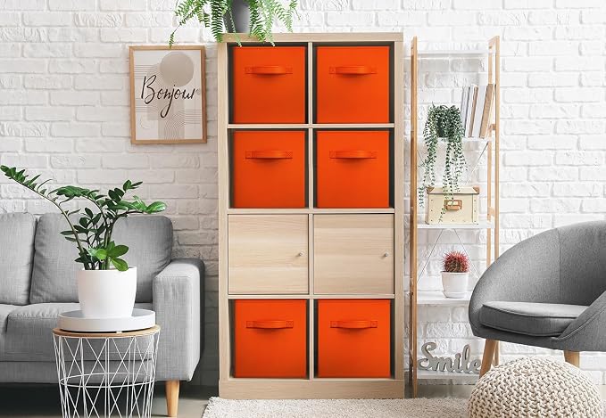 Sorbus Fabric Storage Cubes - 6 Foldable Storage Bins for Organizing Pantry, Cubbies, Toy Box - Clothes Storage & Closet Organizer - 13 Inch Collapsible Cube Baskets for Shelves with Handle