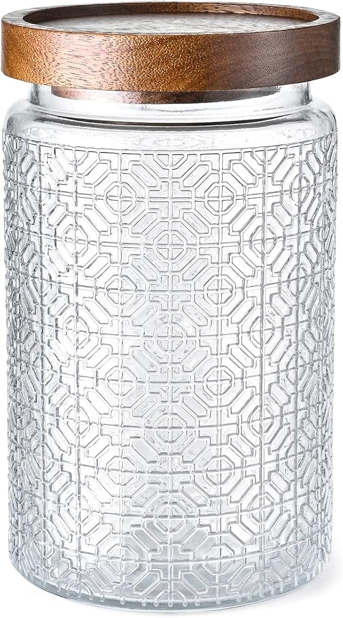Adodeen Glass Storage Containers With Lids, Glass Jars With Lids, 32OZ | Airtight Glass Food Storage Containers, Kitchen Canisters For Sugar, Coffee, Tea, Spice, Flour, Candy, Pasta, Cereal