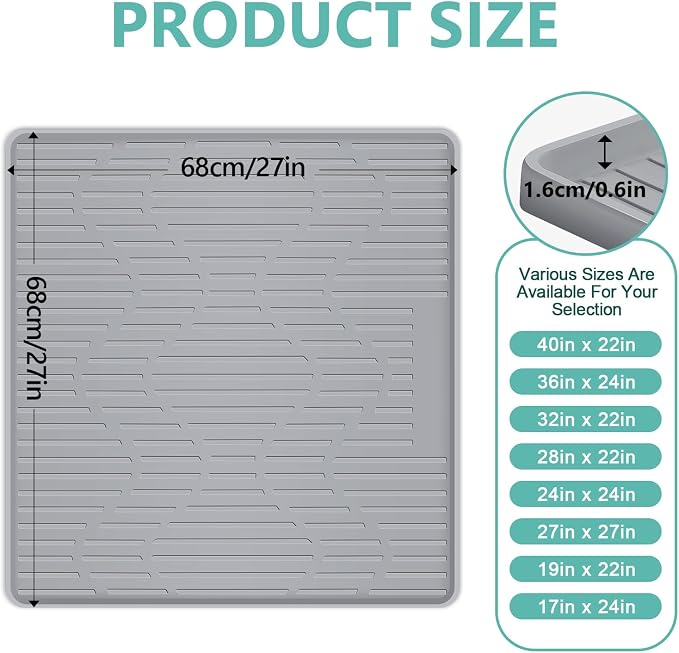 27" x 27" Under Sink Mat for Kitchen Lanstics Under Sink Organizer | Waterproof Raised Edge Silicone Mat Sink Protector Silicone Organizers Tray for Kitchen Bathroom