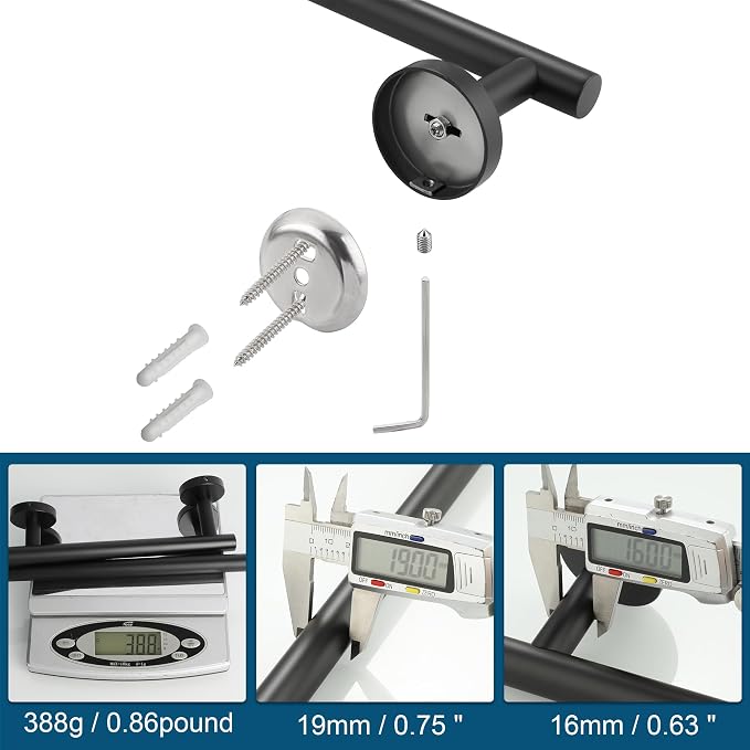 SAYAYO Black Towel Bar for Bathroom, Towel Rack Wall Mounted 31.5 Inch, Towel Rod Towel Holder SUS304 Stainless Steel (Hanging Length 29-Inch)