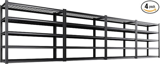 4-Pack Heavy Duty Garage Shelving for Large Storage & Whole Garage Organization, 72"H x 59"W x 20"D Adjustable 5-Tier All Metal Wire Shelf for Tools,Storage Bins,Bulk Items,Warehouse&Workshop