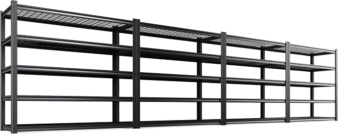 Set of 4 Heavy Duty Garage Shelving 5T Storage Shelves, Adjustable Metal Shelving Unit, Utility Garage Organizer Shelf for Basement, Pantry, Warehouse, Supermarket, 59" W x 19.7" D x 72" H
