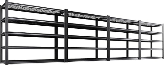 Set of 4 Garage Shelving-2500 lbs 5 Tier Storage Shelves, Adjustable Heavy Duty Metal Shelving Unit and Storage Large Wire Rack, Utility Steel Shelf for Warehouse Industrial Pantry 72"x59"x20", Black