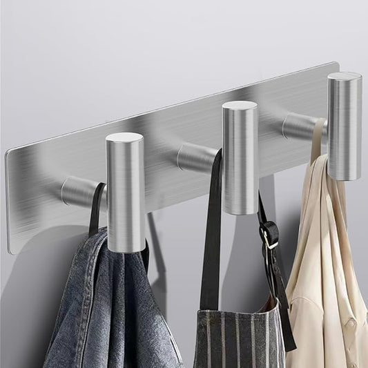 Bntuk Coat Rack Wall Mount - 3 Coat Hooks, Towel Racks for Bathroom Robes Bags Keys, Hat Rack Wall Towel Hooks Organizer (Silver)