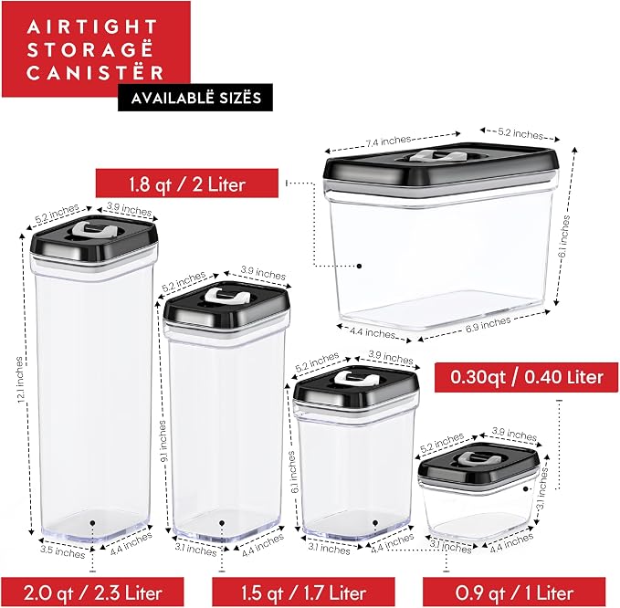 DWËLLZA KITCHEN Set of 6 Mini Airtight Food Storage Containers with Lids - Clear Plastic Small Pantry Containers for Spices, Candy, Nuts, Coffee or Tea, BPA-Free, Keeps Food Fresh & Dry