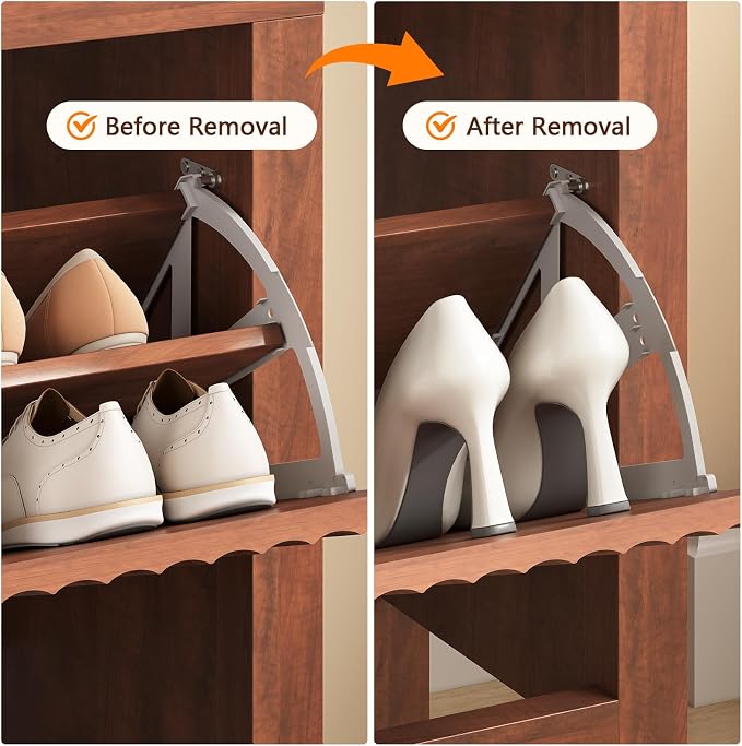 Fluted Shoe Cabinet Storage with 2 Flip Drawers for Entryway, Hallway | Narrow Shoe Rack Freestanding Shoe Organizer with Legs for Entryway，Hallway, Red Walnut