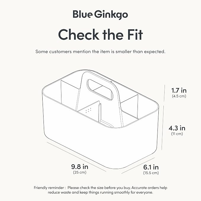 BLUE GINKGO Stackable Organizer Caddy, Rectangle, White, Made in Korea | Portable. Adjustable. Home, Office & School Storage.