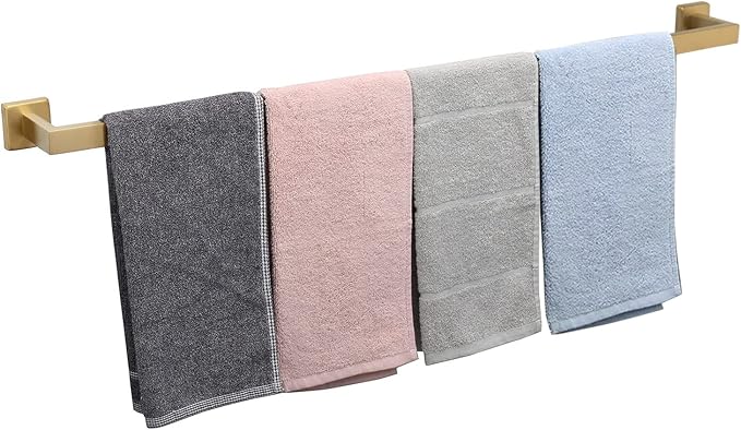TocTen Bath Towel Rack - Square Base Thicken SUS304 Stainless Steel Towel Bar for Bathroom, Bathroom Accessories Towel Rod Heavy Duty Wall Mounted Towel Holder. (Brushed Nickel, 36)
