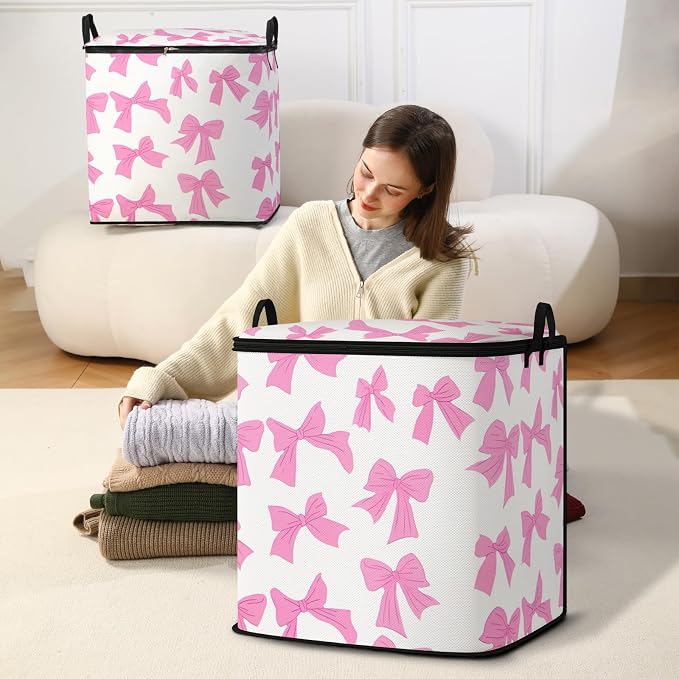 2pcs blanket storage bag for under bed,closet organizers 95L | quilt duvet sweater sheet bedding pillow clothes storage for closet,dorm moving essentials containers with portable handles
