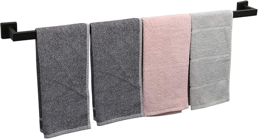 TocTen Bath Towel Rack - Square Base Thicken SUS304 Stainless Steel Towel Bar for Bathroom, Bathroom Accessories Towel Rod Heavy Duty Wall Mounted Towel Holder. (Black, 33)