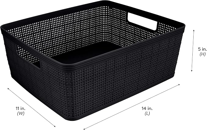 Simplify 10 Piece Organizing Set | Multiple Size Bins | Multipurpose | Office | Desk | Dorm | Bathroom | Storage Basket | Small Items | Accessories | Black