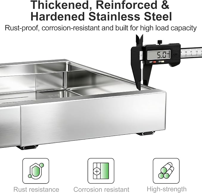 Pull out Cabinet Organizer, Stainless Steel Expandable(12"-20") Heavy Duty Slide out Drawers Fixed with Adhesive Nano Film for Pots, Roll out Shelf Storage for Kitchen Base(Silver-2pcs)(3 Rails)