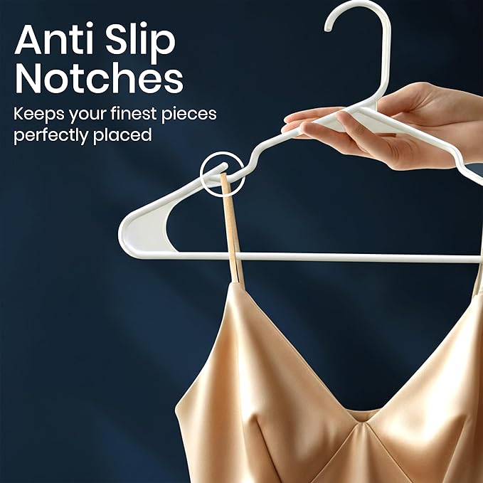 Utopia Home Plastic Hangers 20 Pack – Space Saving Clothes Hanger White | Durable & strong | Closet organizer & storage | Ideal for apartments, dorms & stocking stuffers