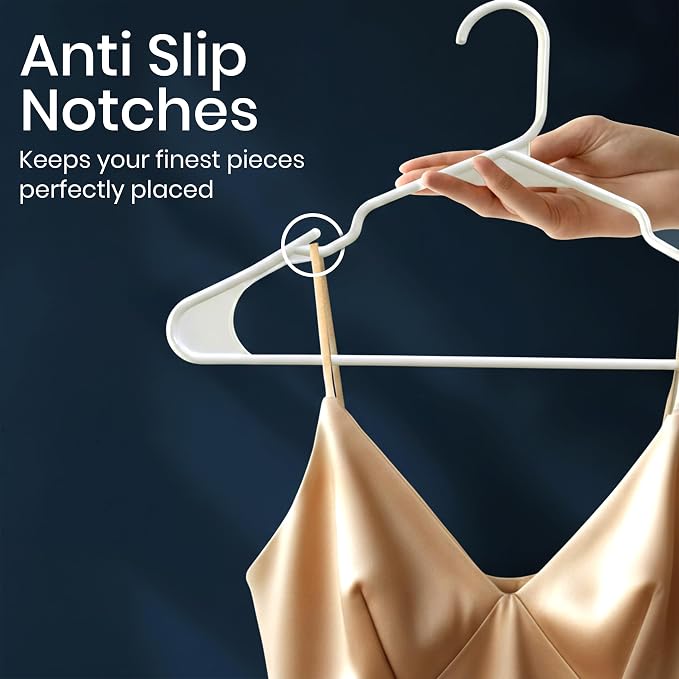 Utopia Home Plastic Hangers 100 Pack – Space Saving Clothes Hanger White | Durable & strong | Closet organizer & storage | Ideal for apartments, dorms & stocking stuffers