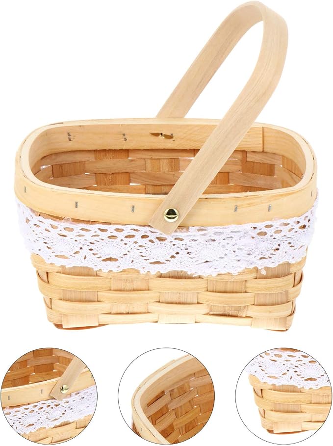Hemoton Handwoven Flower Storage Basket Elegant Desktop Decorative Container for Festivals Weddings and Home Organization Unique Design Safe and Reliable Material for Plant Display