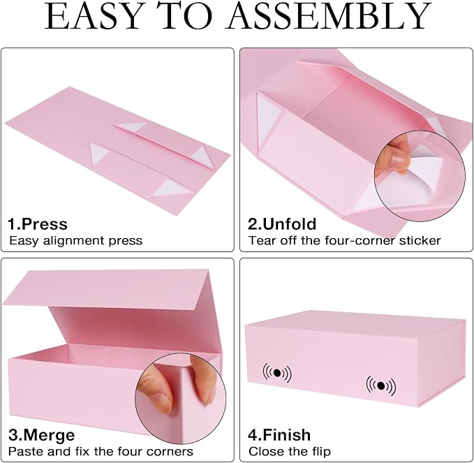 LFBOX Pink Gift Box with Magnetic Lids 13.8x8.3x4.4 in, Large Bridesmaid Groomsman Proposal Boxes 5 Pack, Collapsible Rectangle Storage Box | Large Bridesmaid Groomsman Proposal Boxes,13.8x8.3x4.4 in, Collapsible Rectangle Storage Box