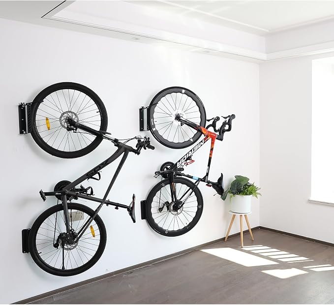 PHUNAYA All Metal Bike Wall Mount Vertical, Swivel Bike Hangers For Garage, Bike Rack Garage Wall, Bicycle Hooks, Garden Indoor Outdoor Storage, All Metal (1Pack)