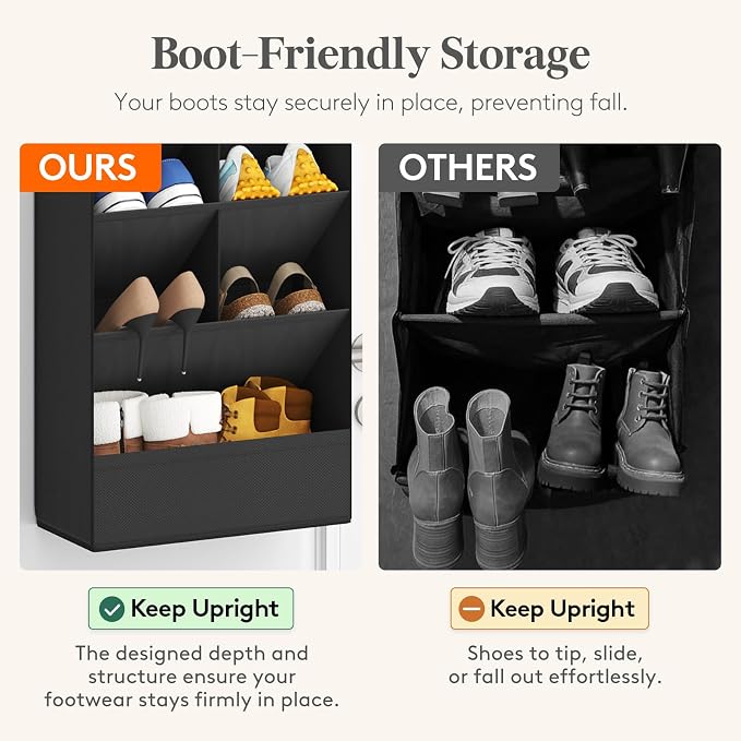Lifewit 8 Tier Over the Door Shoe Organizer with 15 Large Deep Pockets, Fabric Hanging Shoes Shelf for Closet, Dorm Storage, Fit Up to 16 Pair Shoe Rack Holder for Sneakers, Boots, Black
