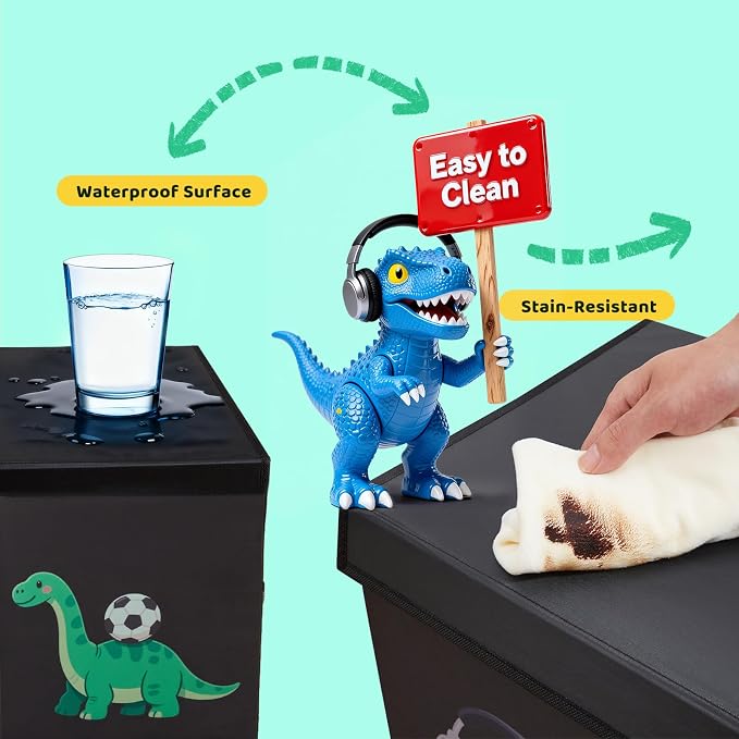 Extra Large Toy Box with Lid,Dinosaur Collapsible Toy Storage,Black | 40"x14"x16",150L Large Capacity,Sturdy Kids Organizer,Toybox,Toy Chest for Boys & Girls,Living Room,Nursery,Bedroom,Playroom