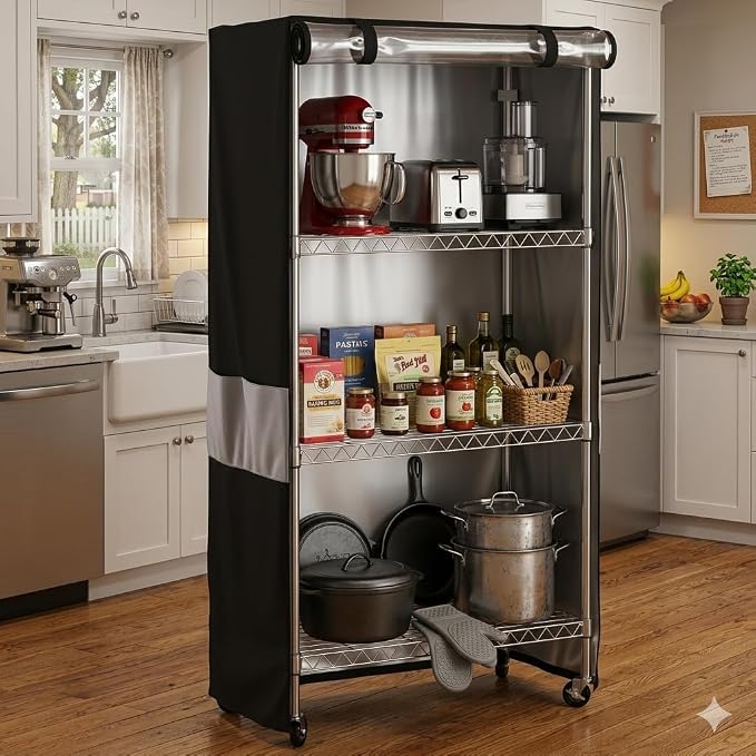 Wire Shelving Storage Cover Waterproof Dustproof Clear Window 600D 36x18x72 | garage kitchen basement storage, protects items from dust dirt and moisture, easy maintenance