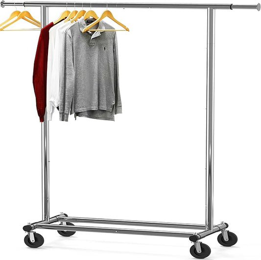 Simple Houseware Heavy Duty Clothing Garment Rack, Chrome | Holds Up to 150 lbs, Extendable Width from 42 to 67 Inches
