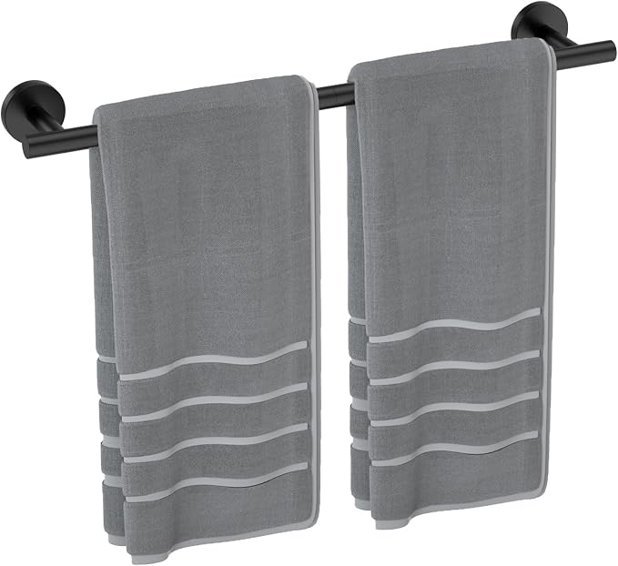 Luxbaro 24 Inch Matte Black Towel Bar, Thicken, Total Length 26-Inch | Towel Rack for Bathroom Wall, SUS304 Stainless Steel Towel Rod, Modern Home Decor