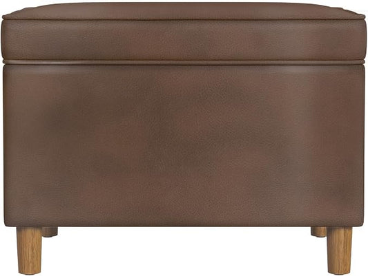 Spatial Order 24" Dinah Collection Storage Ottoman - Brown Faux Leather