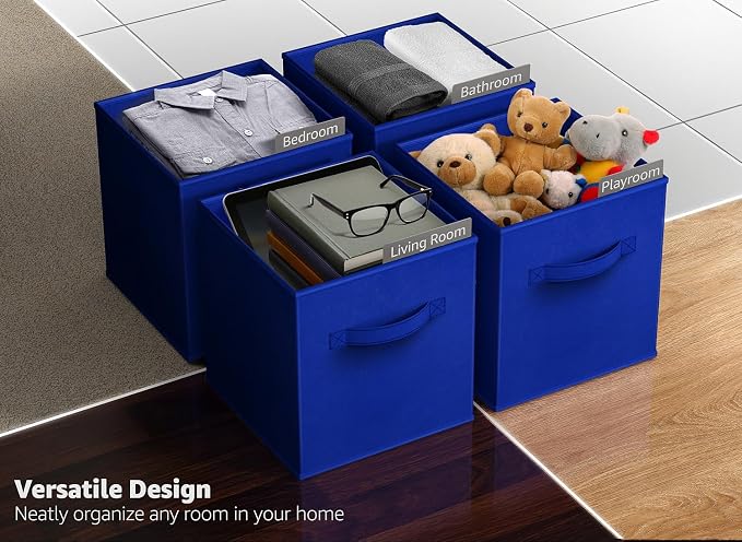 Sorbus 13 Inch Collapsible Fabric Storage Cubes - Sturdy Foldable Baskets with Handle - 8 Organizing Bins for Clothes, Toys, Books - Shelves, Closets