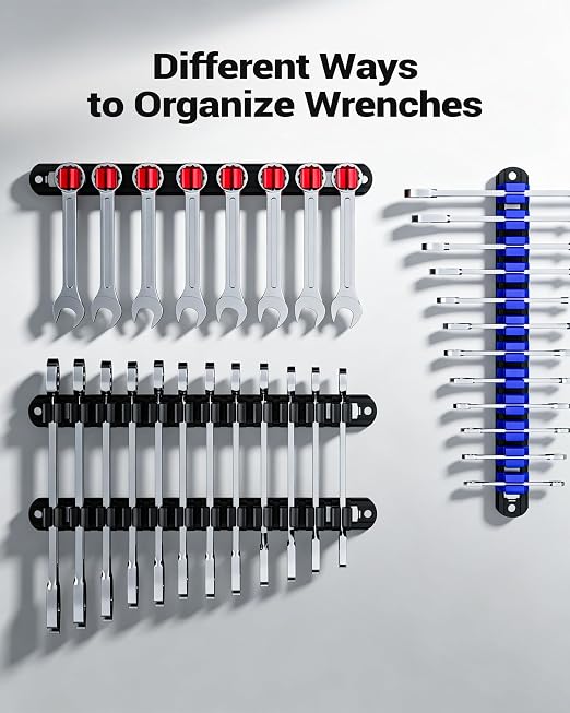 DEHOYI Magnetic Screwdriver and Wrench Organizer for Workshop, Garage | Heavy-Duty Tool Organizer with Magnet & Space-Saving Tool Holder | Gift for Mechanics (2 pcs)