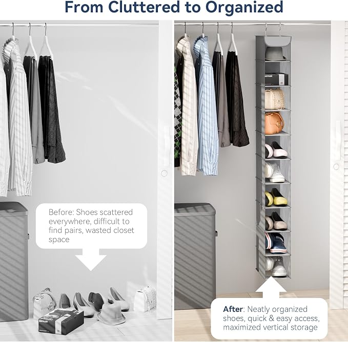 Whitmor Hanging Shoe Shelves - Crosshatch Gray
