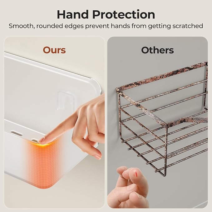 Orimade Shower Caddy 2-Pack, No-Drill Adhesive Shelves with 4 Hooks for Bathroom, Rustproof ABS Plastic Storage Organizer Set, Clear