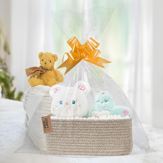 COMFY HOMI 11.5"x7.5"x4.7" Storage Baskets for Organizing | Cotton Rope Woven Basket | Toy Storage Bin Box | Basket for Shelves, Closet Organizer Bin, Decorative Closet Shelf, 3 Pack,