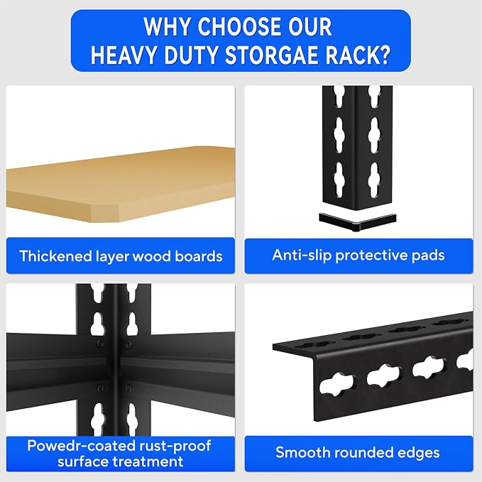 3000LBS Storage Rack,5-Tier Heavy-Duty Storage Shelving,Adjustable Metal Shelves,60" Hx28 Wx12 D Shelf for Warehouse,Garage,Pantry, Kitchen,Office