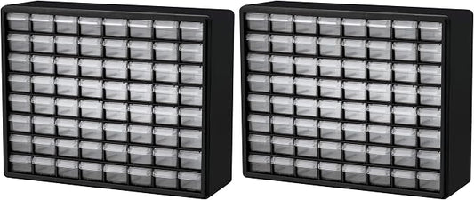 Akro-Mils 64-Drawer Plastic Storage Cabinet, 20-Inch W x 6-Inch D x 16-Inch H | Black | Model 10164 | Garage Organization