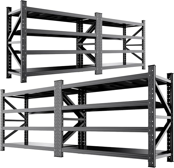 4-Pack 5000LBS Heavy Duty Garage Shelving for Warehouse & Large Storage Organization, 4 Tier Adjustable Metal Storage Rack for Garage, Basement,Workshop & Storage Room, 69" W x 24" D x 64" H