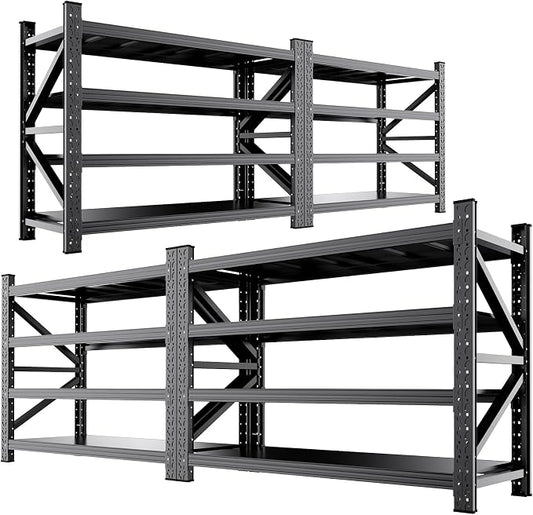 4-Pack 5000LBS Heavy Duty Garage Shelving for Warehouse & Large Storage Organization, 4 Tier Adjustable Metal Storage Rack for Garage, Basement,Workshop & Storage Room, 69" W x 24" D x 64" H