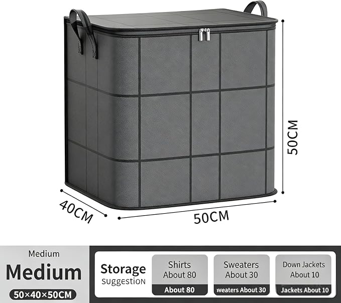Spacious Moving Storage Bin, Zippered Organizer,XXL Foldable Storage Bags (2PCS, Medium)