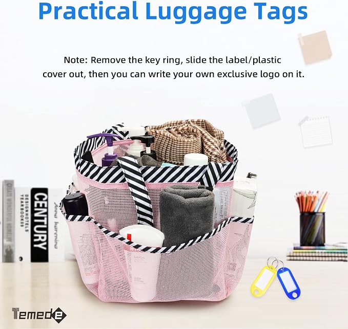 Temede Mesh Shower Caddy Portable for College Dorm Room Essentials | Large Capacity 8-Pocket Shower Tote Bag, Toiletry Bag with Quick-Dry and Dual Handles for Girls, Dorm, Travel, Camping