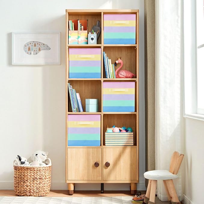 ShellKingdom Storage Bins, Foldable Fabric Storage Cubes And Cloth Storage | Storage Organizer For Closet And Toys, 10.5x10.5x11 INCH, 2 Pack (Rainbow)
