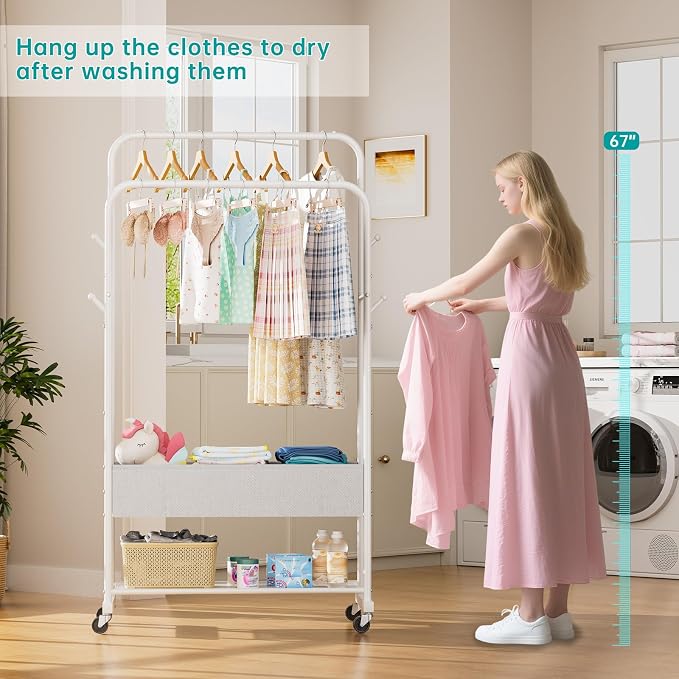 SINGAYE Wardrobe Standing Closet Clothing Rack With Shelf Hanging Clothes | Wardrobe Open Compact Small Metal Garment Hanger Stand Alone Free Standing Black Closet Rack Storage Organizer Heavy Duty